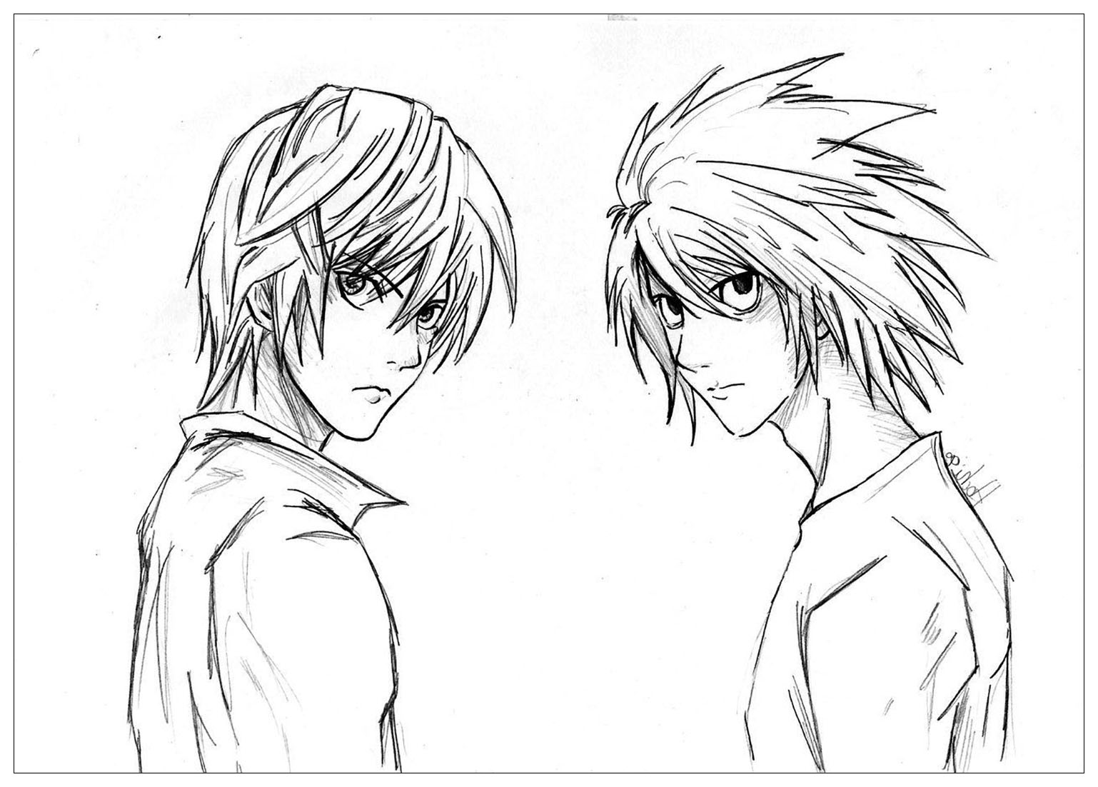 How to Draw Death Note Characters  Death Note Drawing Tutorials  Drawing   How to Draw Anime  Manga Comics Illustrations Drawing Lessons Step by  Step Techniques for Cartoons  Illustrations