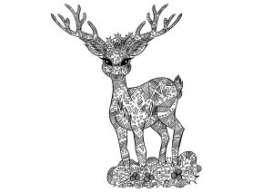 Deer and pretty patterns to color