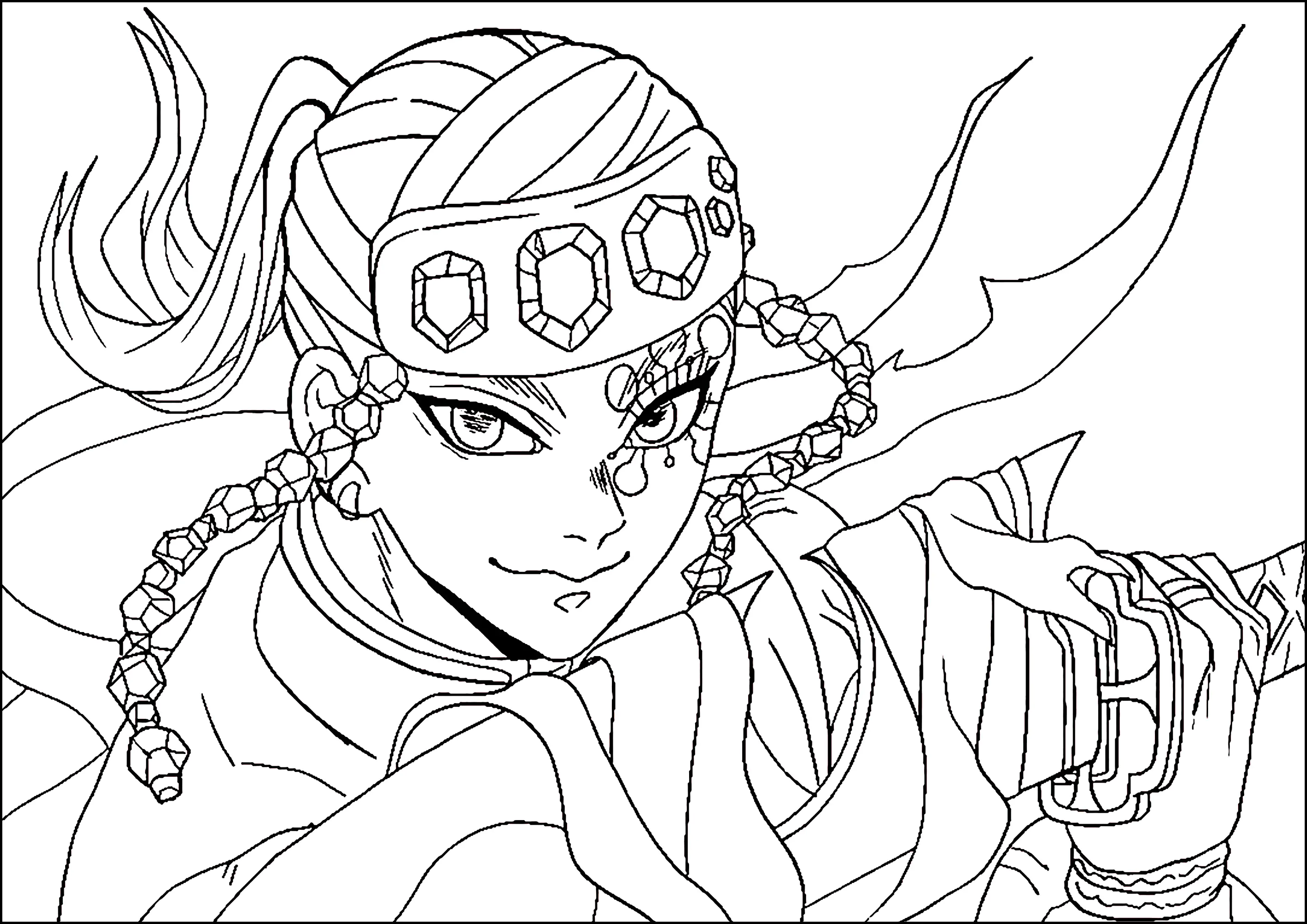 Tengen Uzui the Demon slayer (Printable Coloring Page for Kids)
