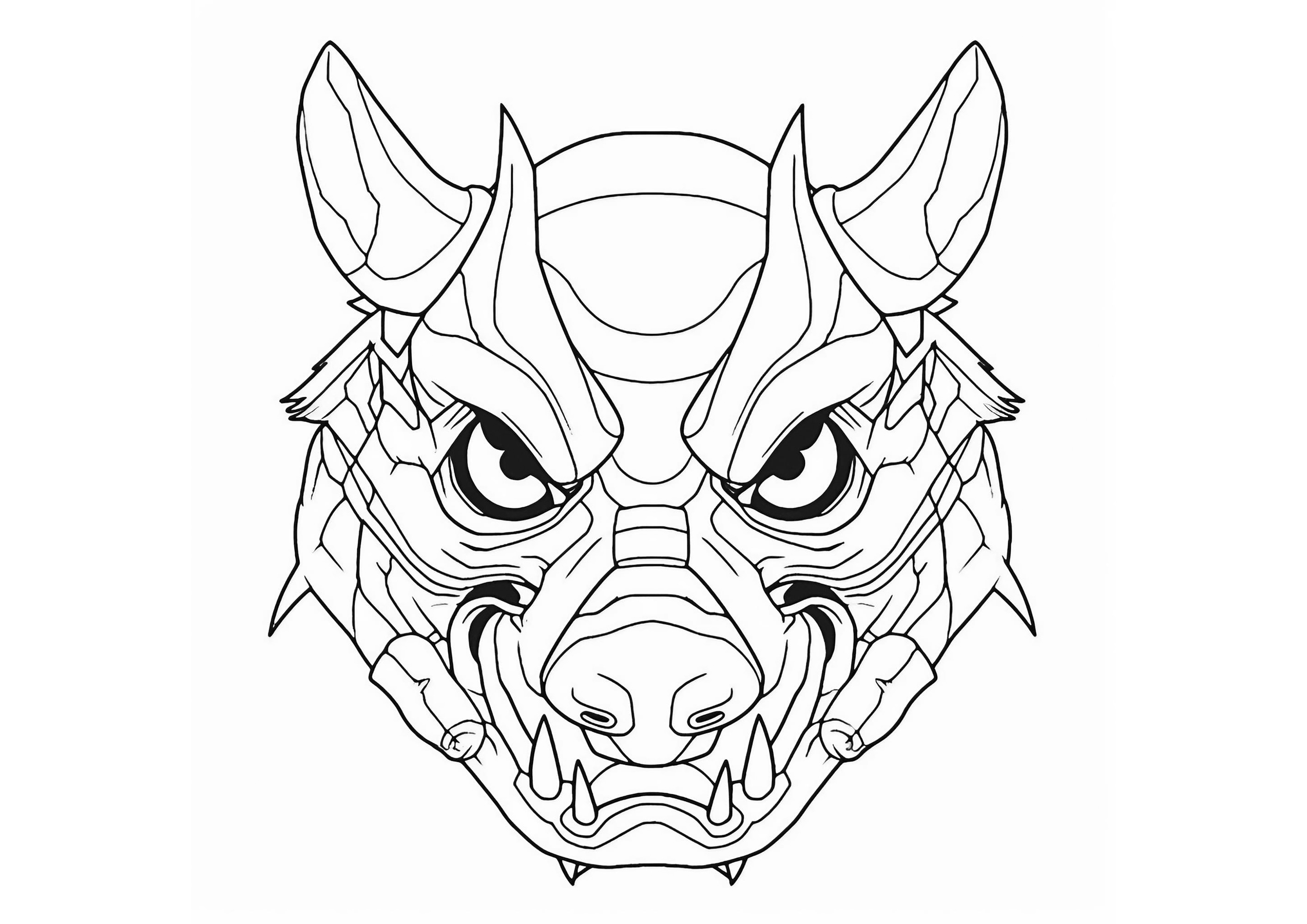 Coloring page of a Strange creature face (Demon Slayer) Coloring page of a Strange creature face (Demon Slayer)