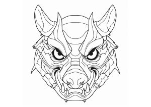 Coloring page of a Strange creature face (Demon Slayer)