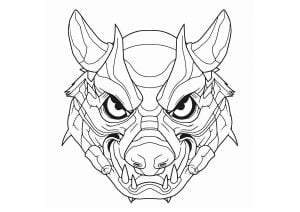 Coloring page of a Strange creature face (Demon Slayer)