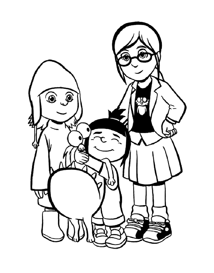Gru's three adopted daughters: Margot, Edith and Agnes
