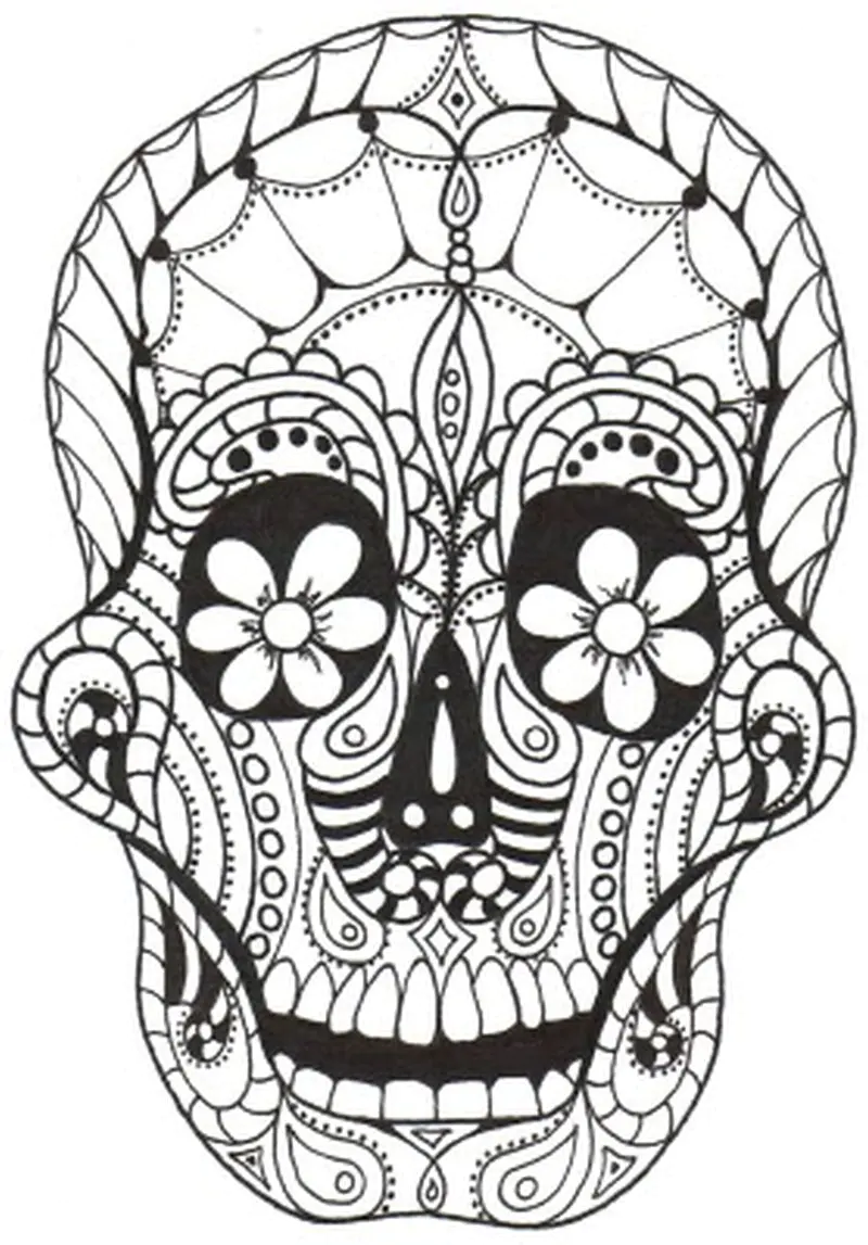 Días de los muertos (Day of the Dead) coloring page to print for children (Dia De Los Muertos (Day Of The Dead))