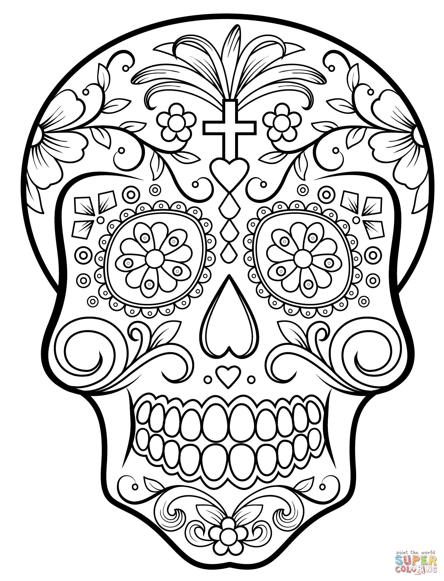 Días de los muertos (Day of the Dead) coloring page to print for free (Dia De Los Muertos (Day Of The Dead))