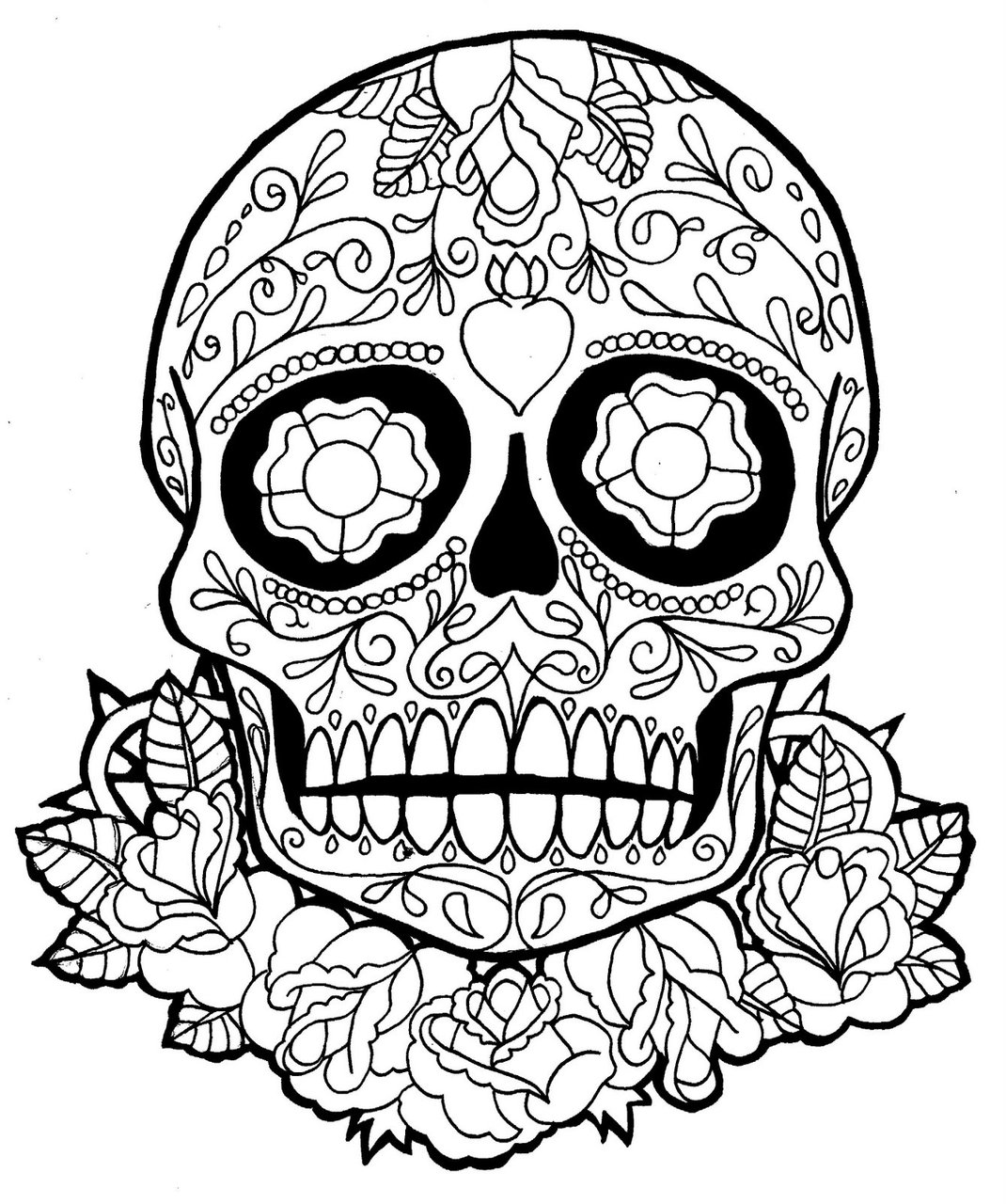 Incredible skull to color Día de los Muertos