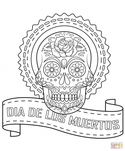 Coloring page dia de los muertos (day of the dead) free to color for children