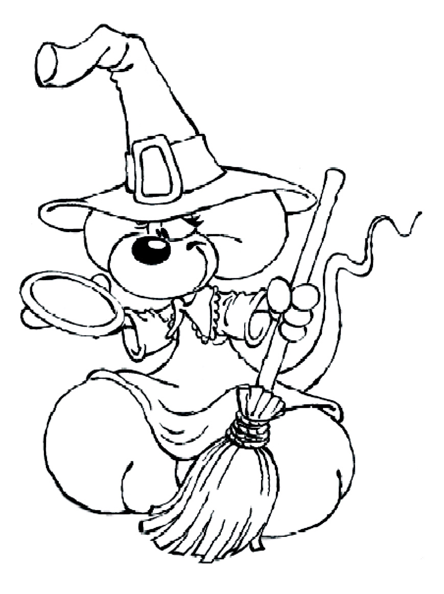 Diddl dressed as a witch to color