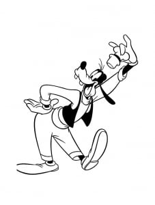 To salute, Goofy takes off his hat (Coloring Page)