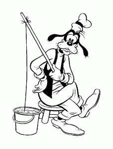 Fishing (Goofy Coloring Page)