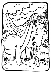 Coloring page dinosaurs free to color for kids : Diplodocus family