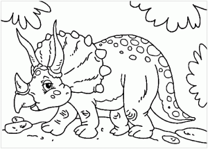 Coloring page dinosaurs for children : Triceratops