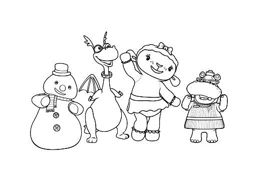 Four characters of Doctor Plush (Disney) to color