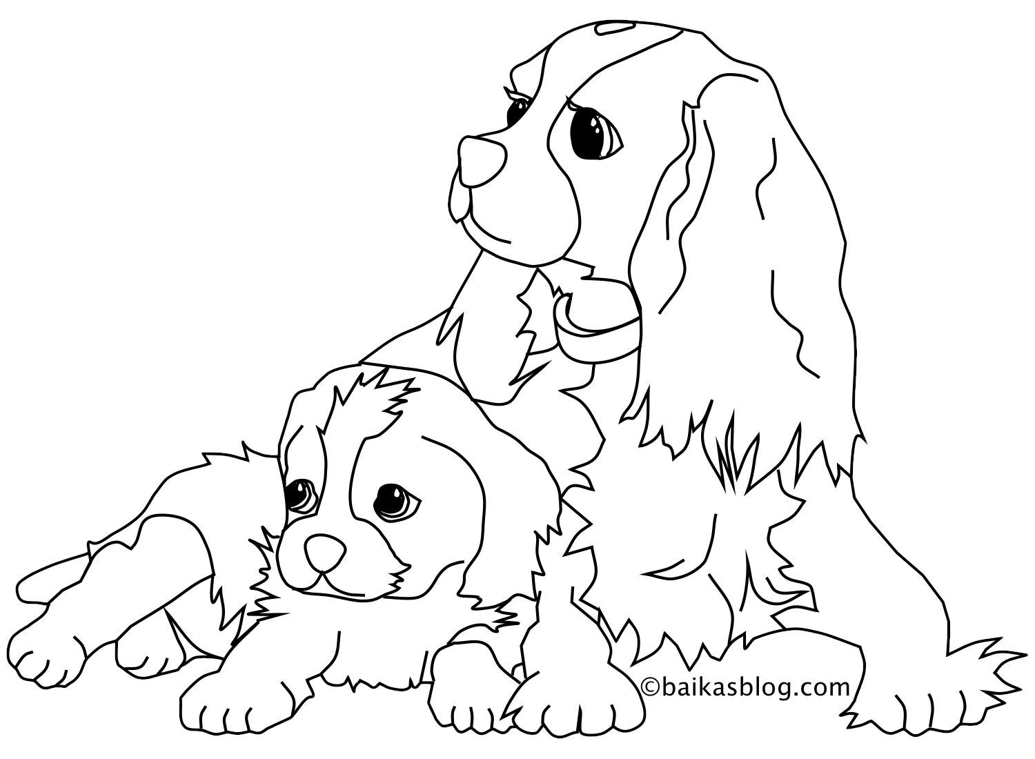 Dog free to color for children  Two lovely dogs   Dogs Kids ...