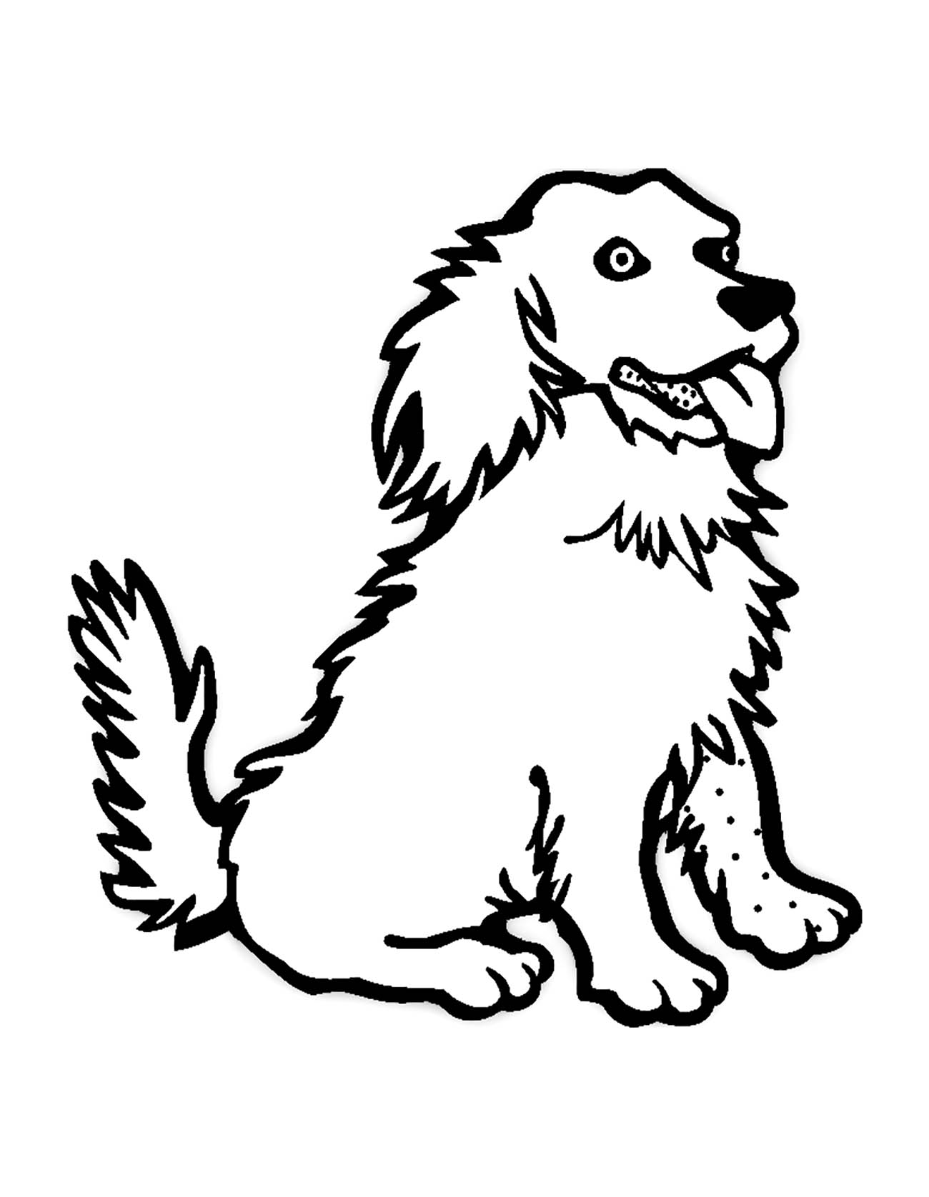 Simple free Dog coloring page to print and color : coloring page with large borders