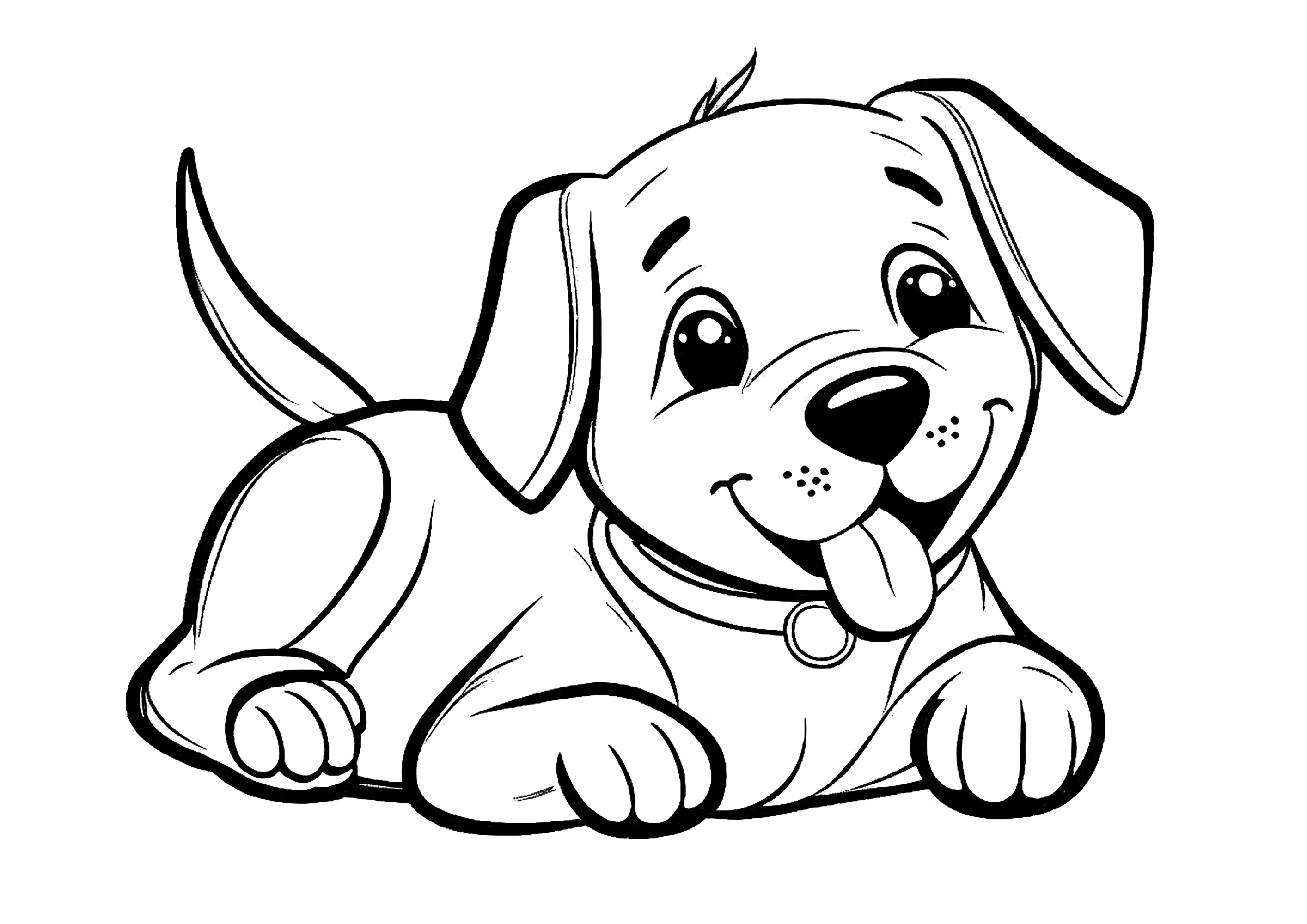 A cute dog very easy to color for young children. Children will have a wonderful time coloring this cute dog and admiring their work when finished.