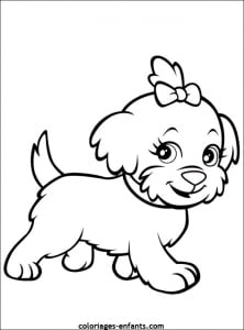 Coloriage chien pour les enfants: mignon petit chien