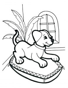 Coloring page dog to print : obedient dog
