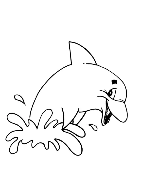 Dolphin rising from the water (Printable Coloring Page for Kids)