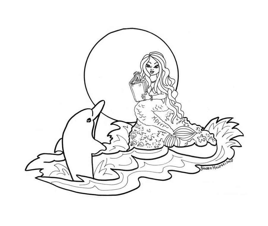 Image of a mermaid with a dolphin