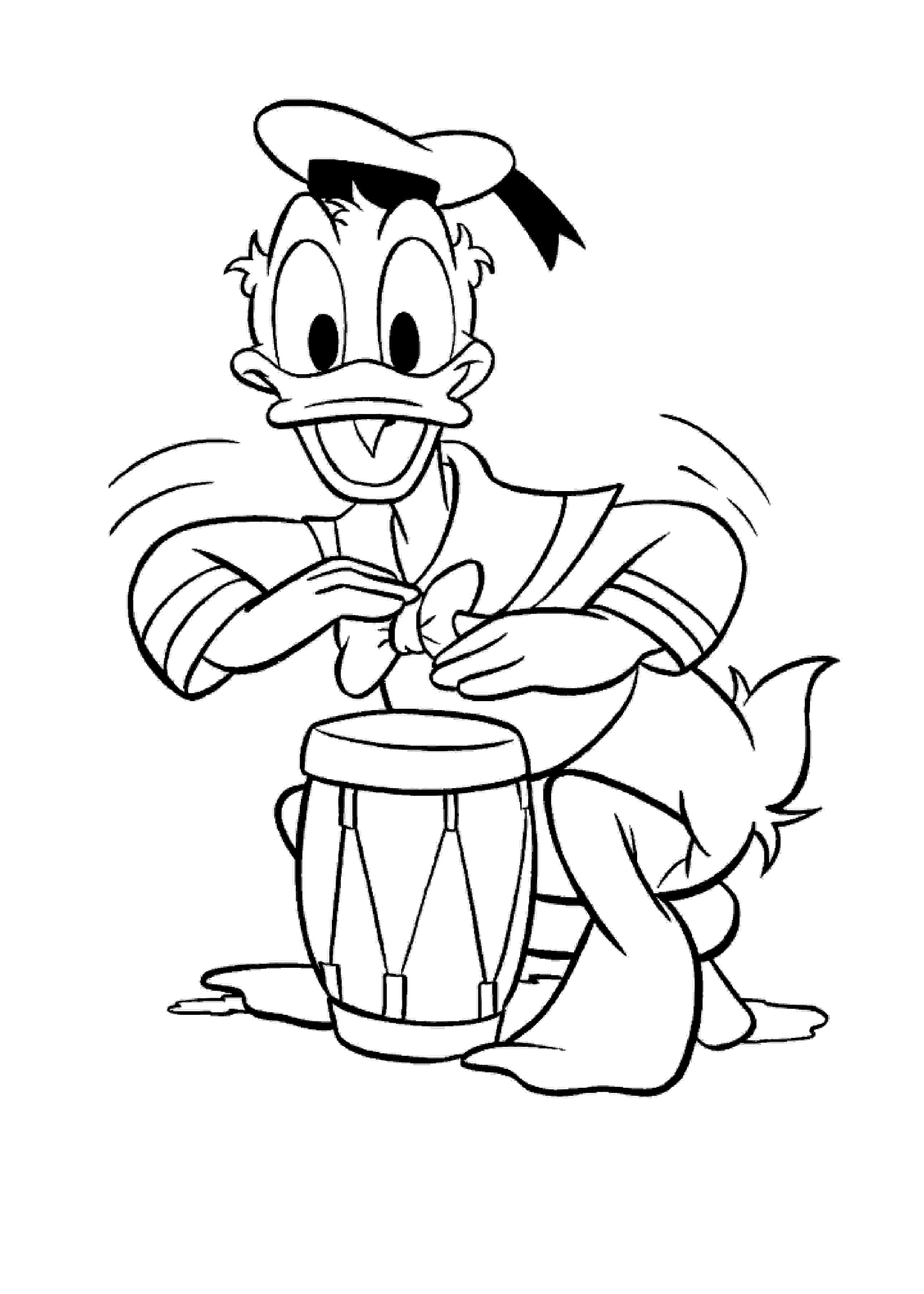 Donald (Disney) plays the drum