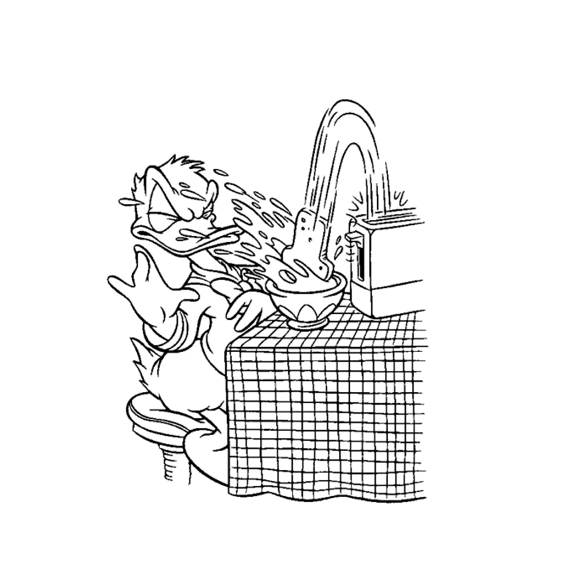 Donald, one of the main characters of Disney (Printable Coloring Page for Kids)