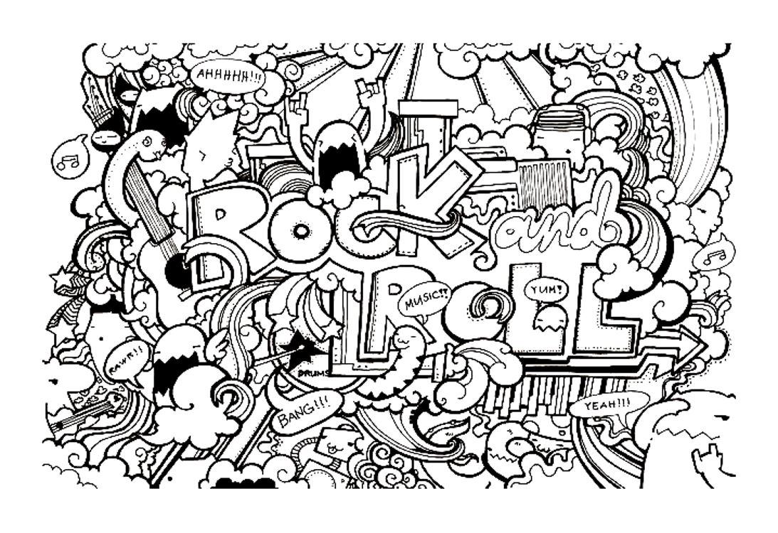 Doodle Art coloring page with few details for kids