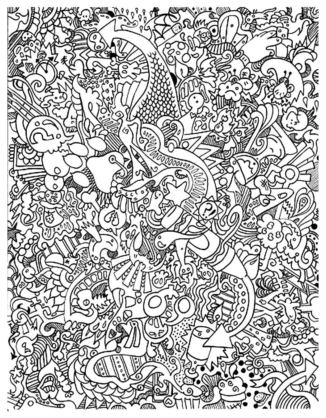 Incredible Doodle Art coloring page to print and color for free