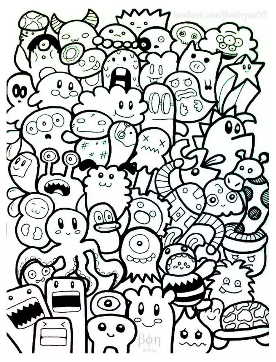 Doodle art to print for free - Doodle Art Kids Coloring Pages