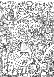 Coloring page doodle art free to color for kids