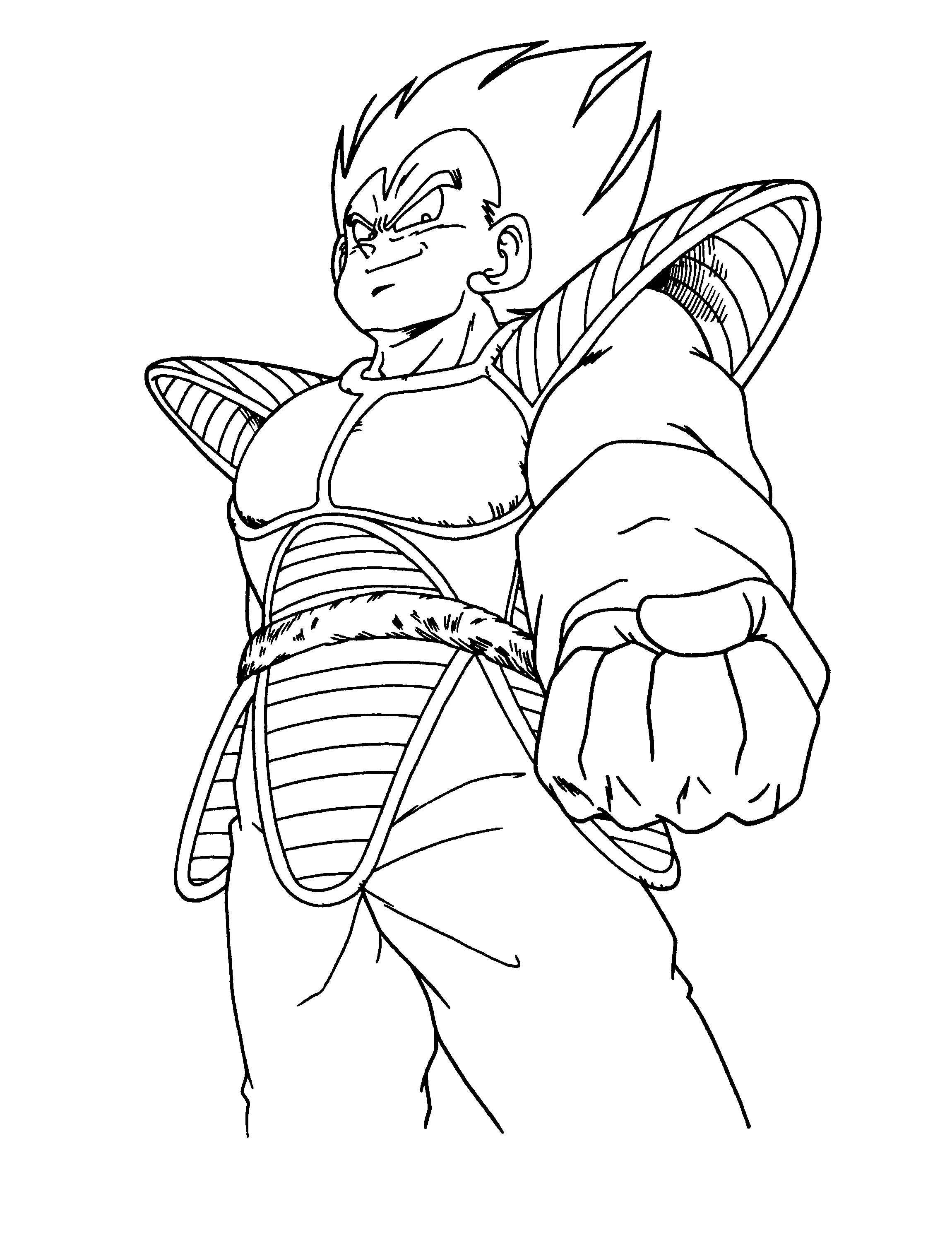 Incredible Dragon Ball Z coloring page to print and color for free : Vegeta