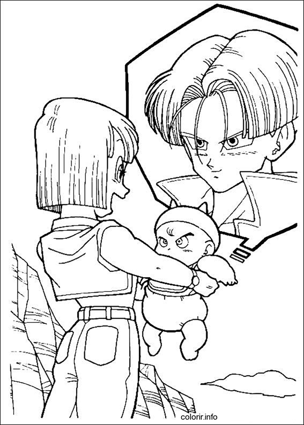 Trunks and Bulma - Dragon Ball Z Kids Coloring Pages