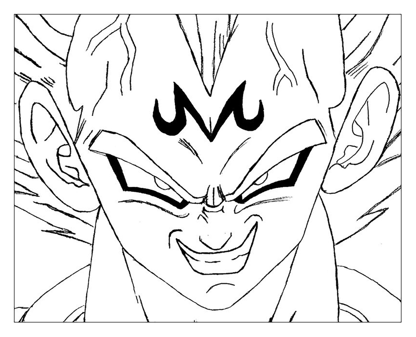 Incredible Dragon Ball Z coloring page to print and color for free : Majin Vegeta