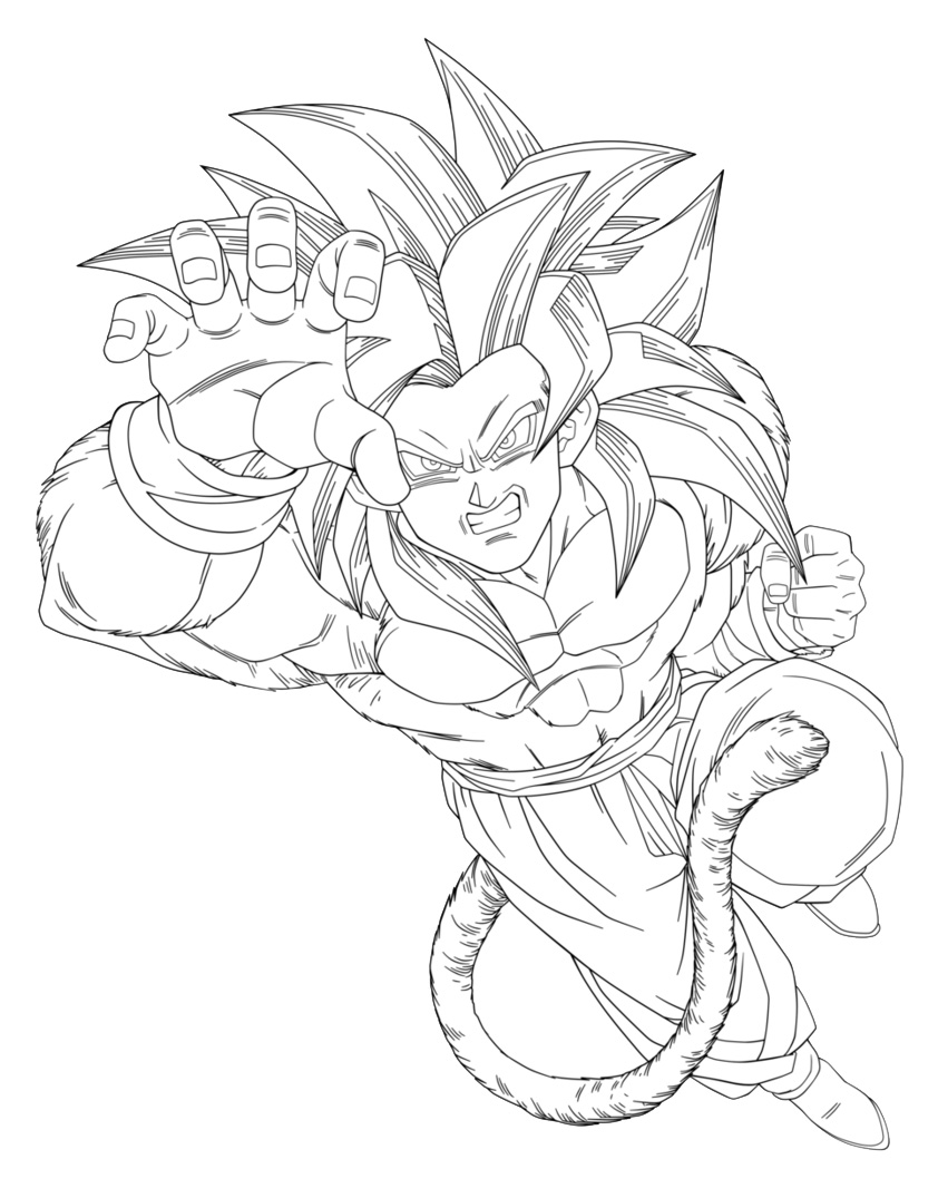 Dragon Ball GT coloring page to print and color : Songoku Super Saiyajin 4