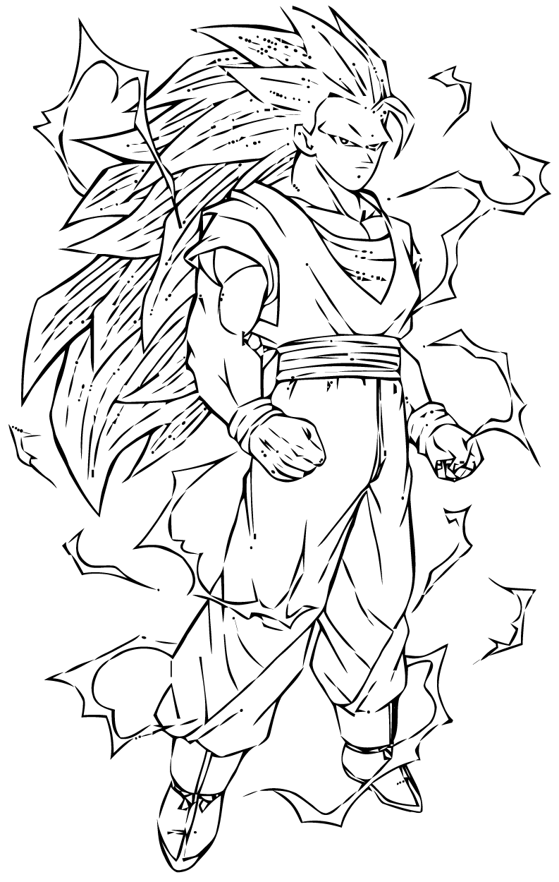 Dragon Ball Z coloring page to download : Songoku Super Saiyajin 3