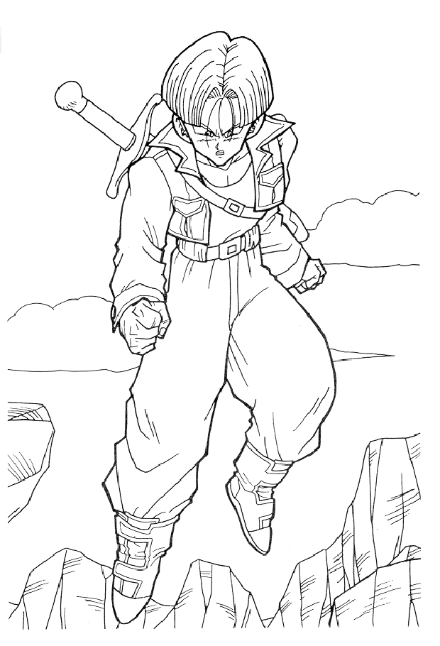 Free Dragon Ball Z coloring page to download : Trunks