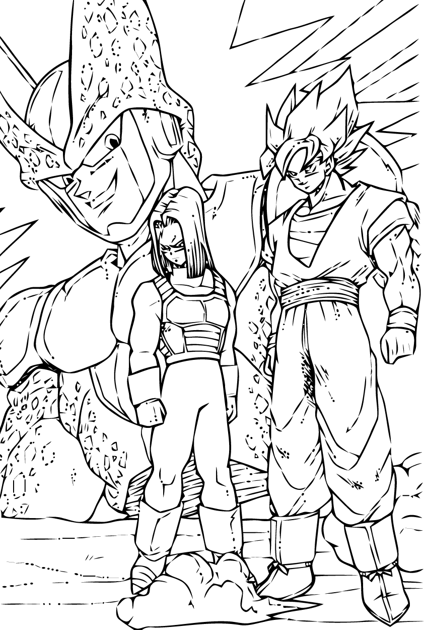 Songoku , Trunks and Cell