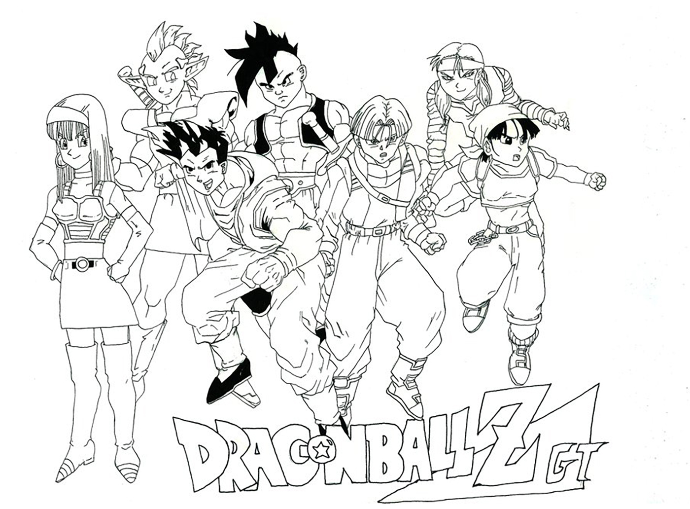 Oob Bulma Trunks Yamcha Videl and Warriors - Dragon Ball Kids Coloring Pages