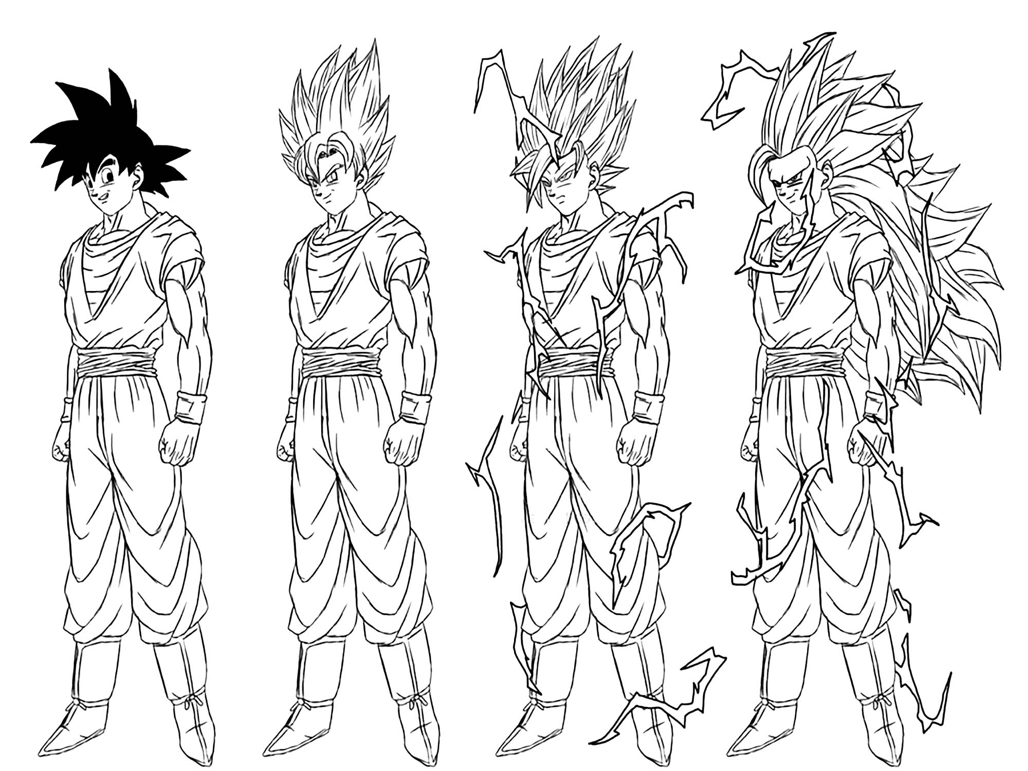 Transformation from Songoku to Son goku Super saiyajin 3 ...