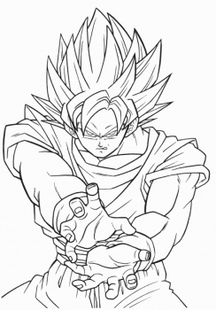 Beautiful Dragon Ball Z coloring page to print and color : Songoku Super Saiyajin