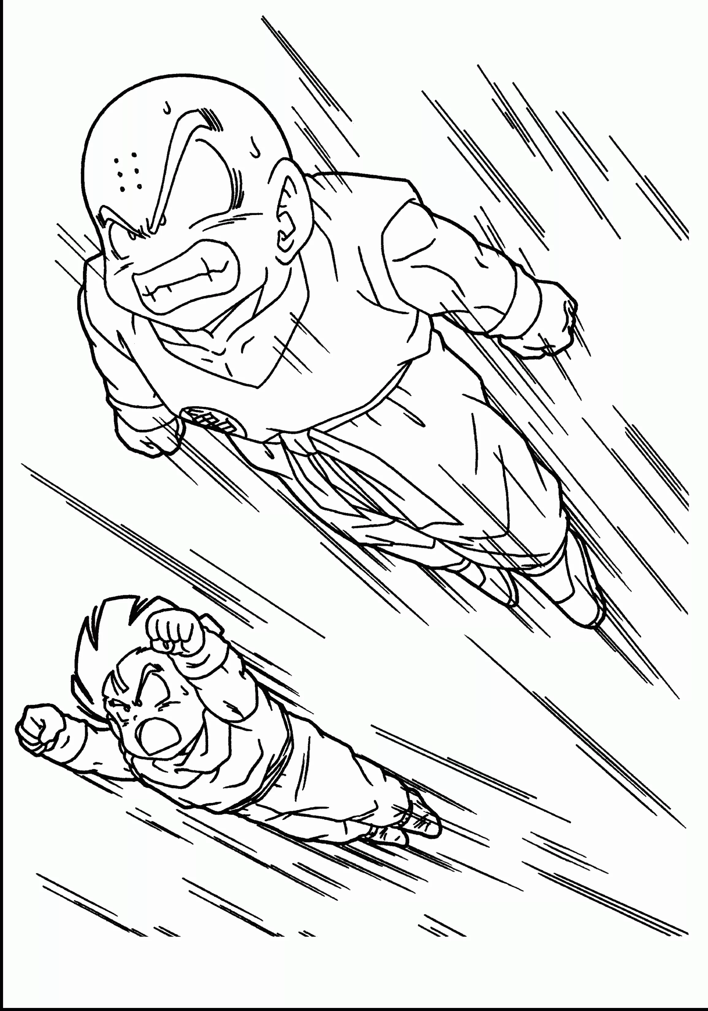 Krilin and Gohan (Printable Dragon Ball Coloring Page for Kids)