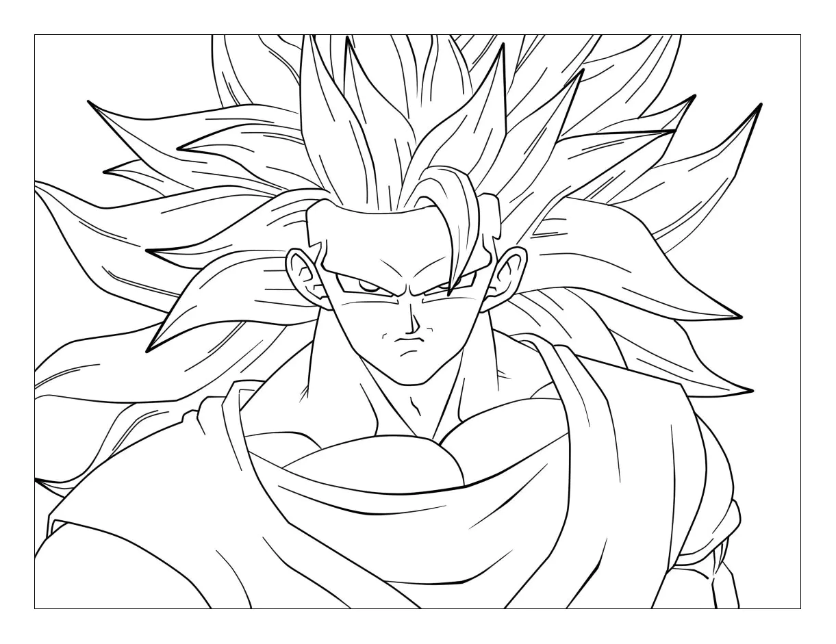 Goku Super Saiyan - 3 (Printable Dragon Ball Coloring Page for Kids)
