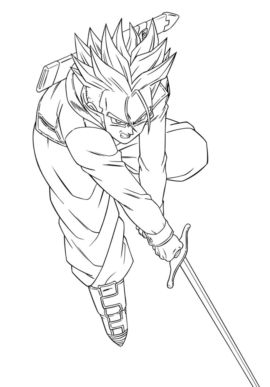 Trunks Line art Drawing Sketch, dragon ball z black and white