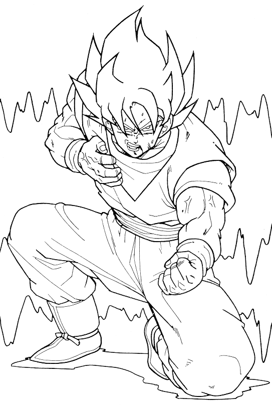 Simple Dragon Ball Z coloring page to print and color for free : Songoku