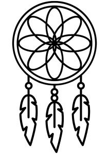Dreamcatcher with thick lines, very easy to color
