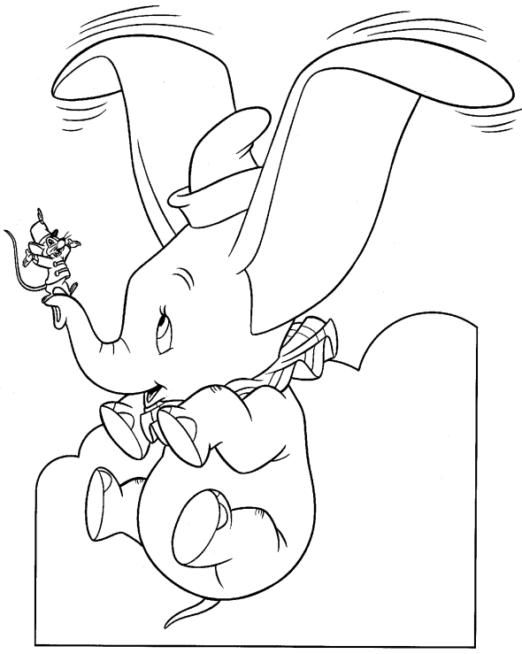 Incredible Dumbo coloring page to print and color for free