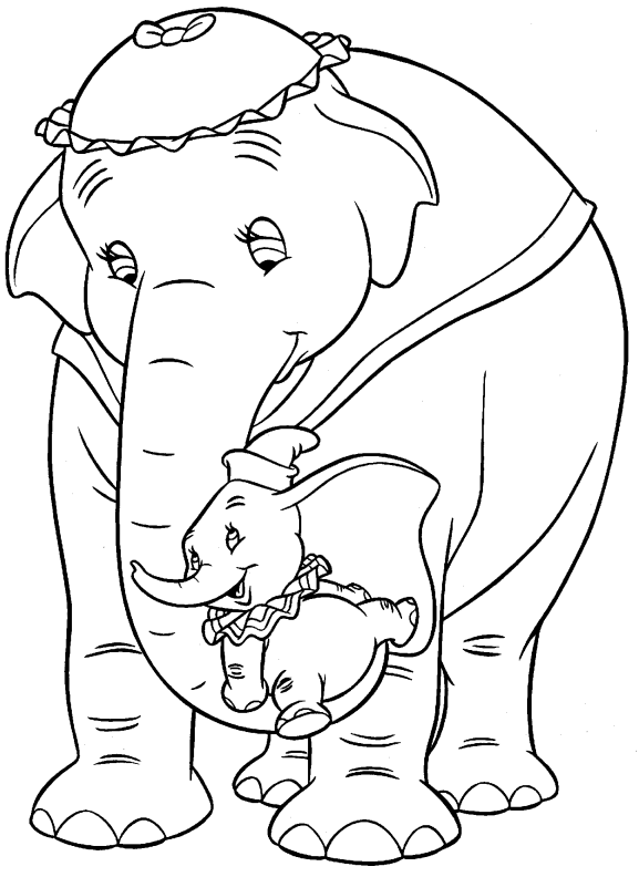 Coloring Dumbo and his mother