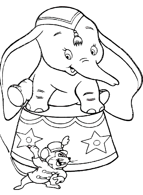 Simple Dumbo coloring page for children