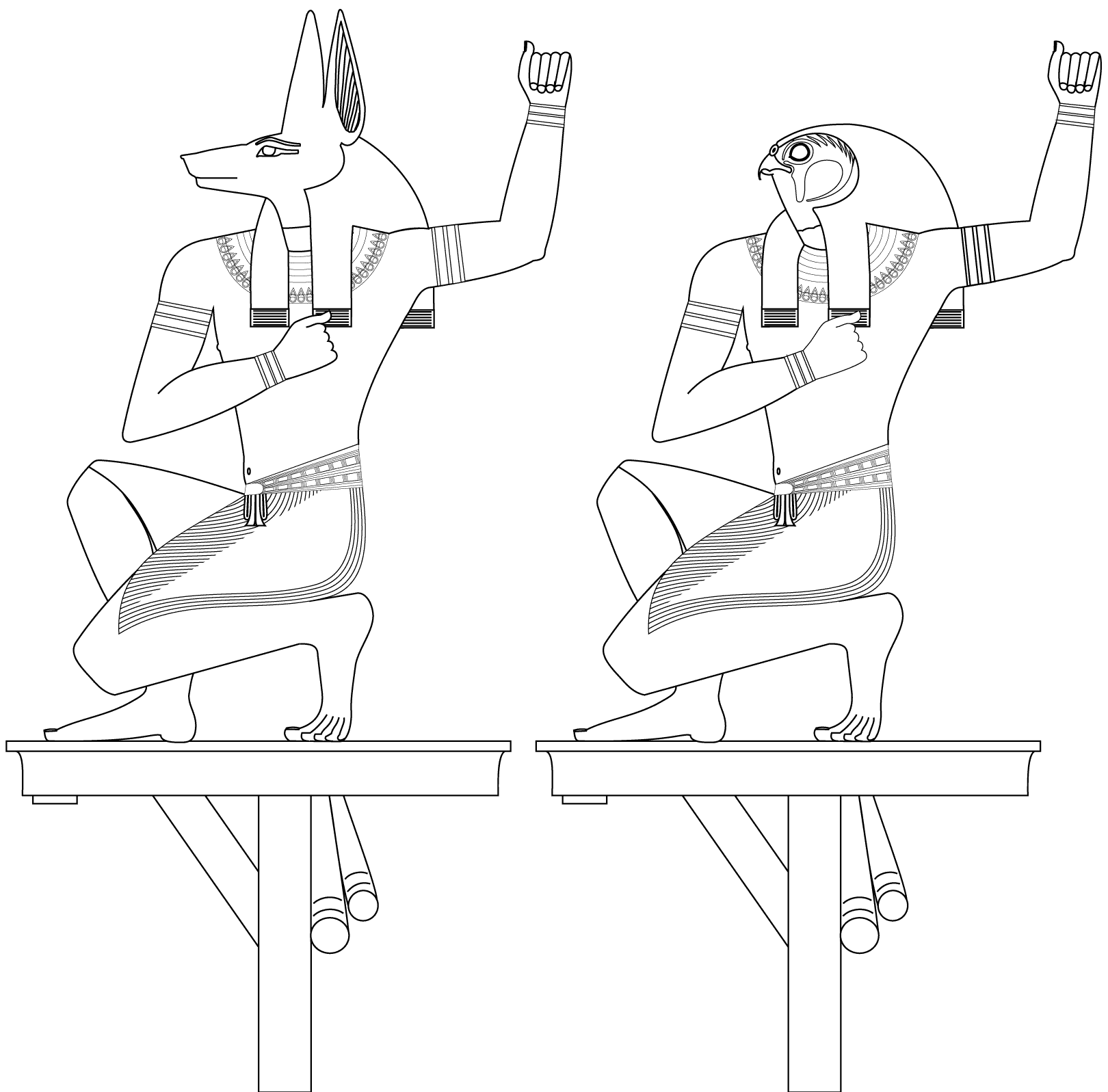 Pe and Nekhen (Printable Egypt Coloring Page for Kids)