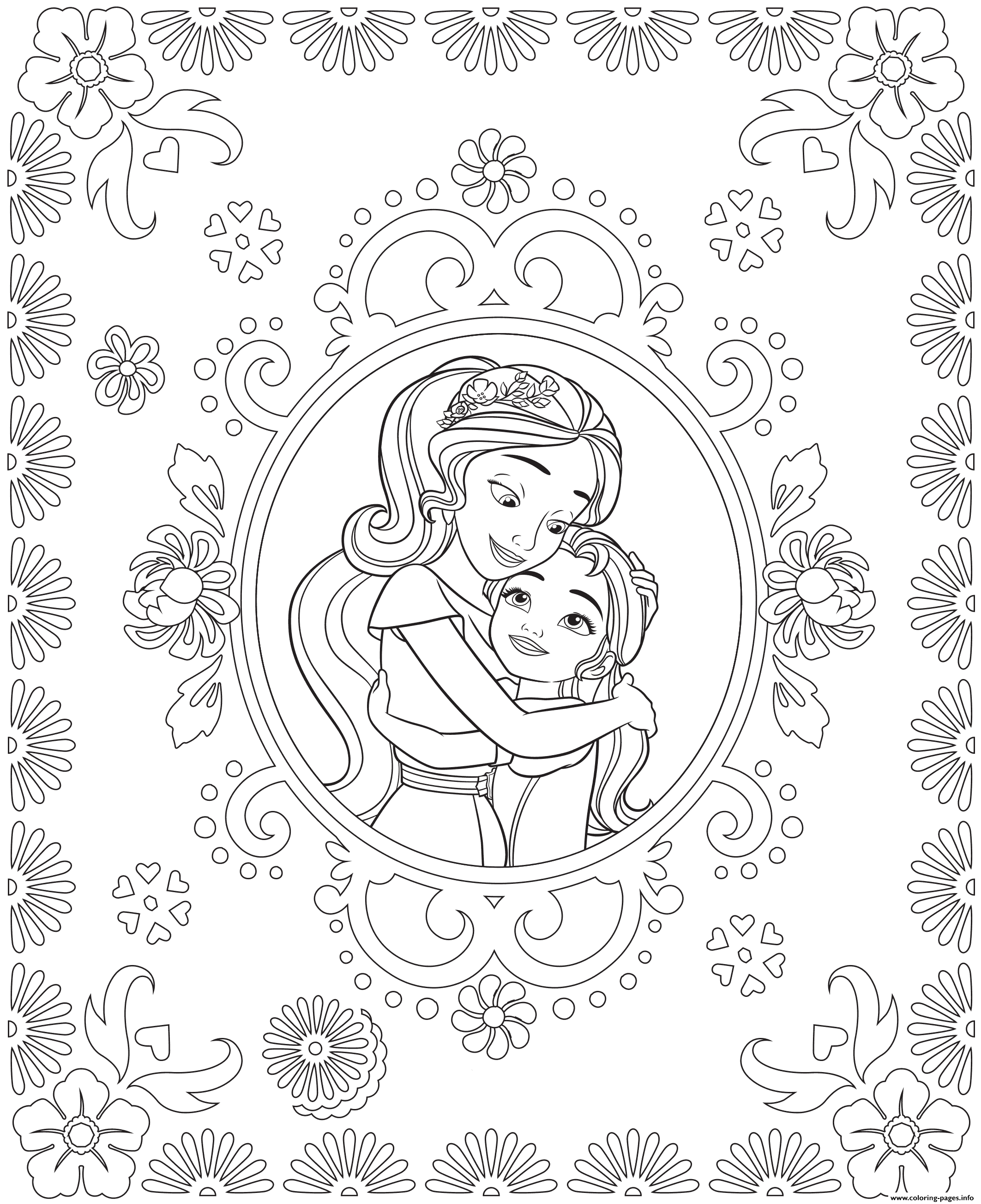 Simple Elena Avalor coloring page for children